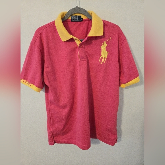 Polo Ralph Lauren Other - Polo Ralph Lauren Pink & Yellow Big Pony Polo Kids Size XL EUC